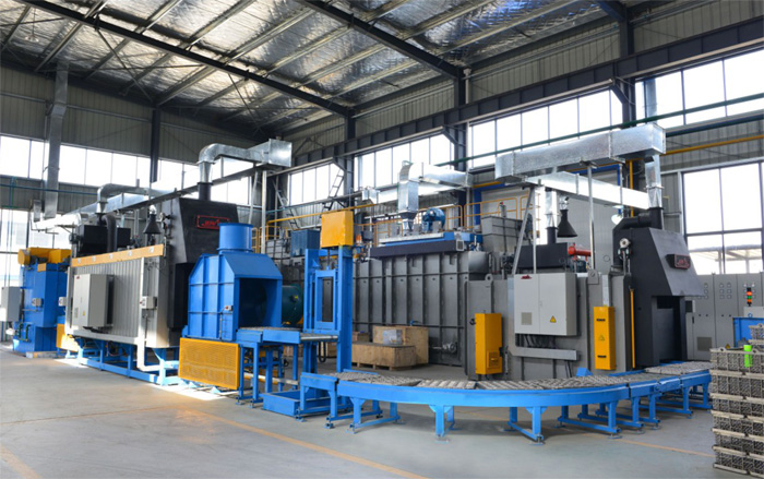 Production line of push plate furnace